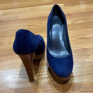 Stuart Weitzman blue suede pumps